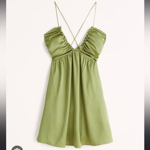 Abercrombie drama ruched mini dress in GREEN